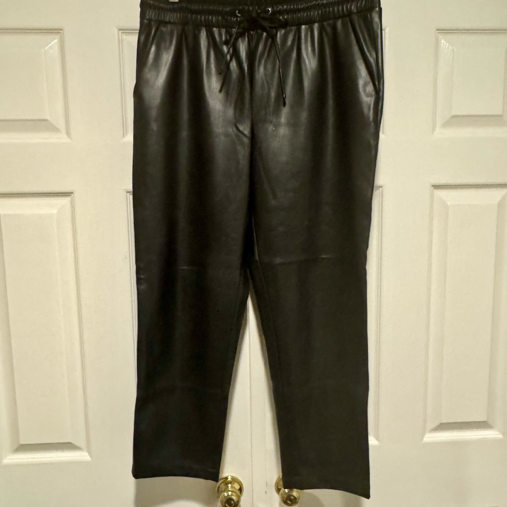 LOFT Black Imitation Leather (Pleather) Ankle Pants - Women’s Large